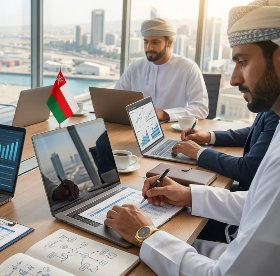 Consultants reviewing documents